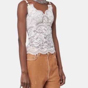 Rabanne Lace Ivory Cream Tank Top Camisole NWT Thin Staps